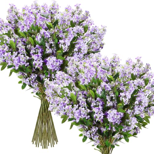 30 Pcs 30" Artificial Lilac Flowers Fake Delphinium Antirrhinum Stem Silk Artificial Flower Branch Floral Arrangement for Vase Centerpieces Wedding Bouquet Home (Purple)
