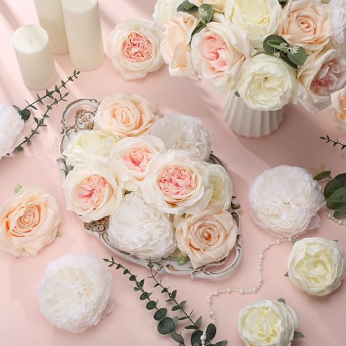 98pcs Artificial Flowers with Stems (Champagne Color)
