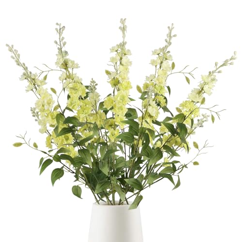 9Pcs Artificial Delphinium Flowers Combo Clematis Greenery Stems (Light Green)