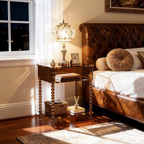 Acrylic Side Table (Dark Brown / Large)
