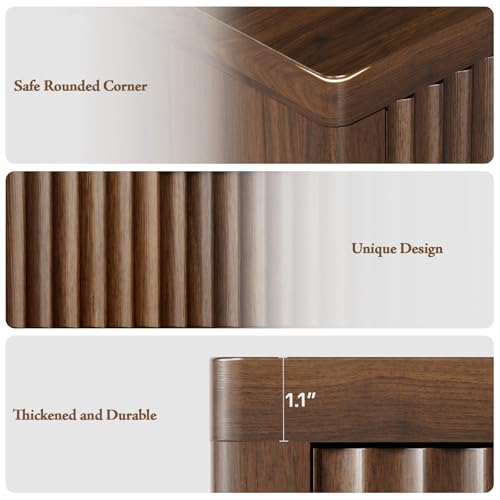 Fluted Nightstand with 3 Drawers (Walnut)