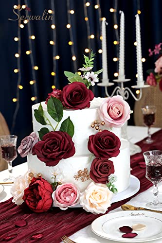 Burgundy Artificial Flowers Combo (Burgundy Champagne / 1 Box)