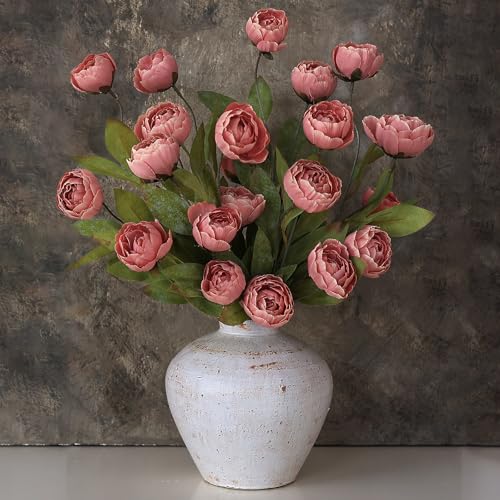 12 Pcs 27" Faux Silk Peony Artificial Flowers Stems for Vase (Dusty Pink)