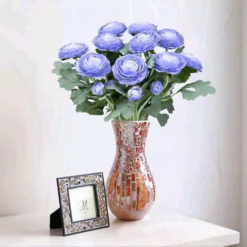 Artificial Ranunculus Flowers with Real Touch Stem (Blue / 6)