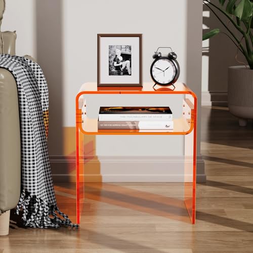 Clear Acrylic End Table 2 (Orange)