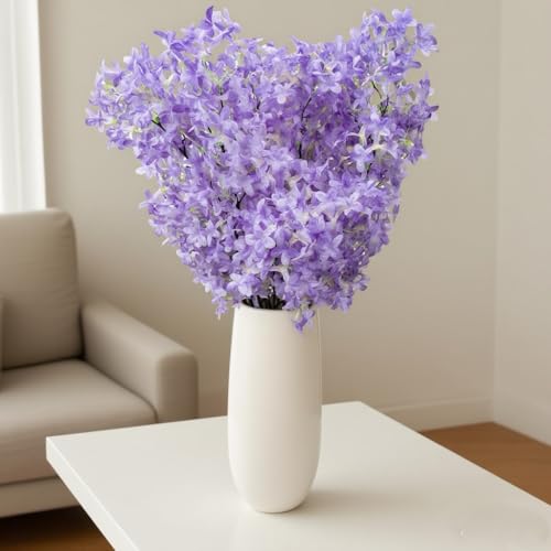 4PCS 38inch Lilac Artificial Flowers Purple Fake Delphinium Long Stem Silk Real Touch Flower Faux Lilac Floral Arrangement for Tall Vase Table Centerpieces Wedding Garden Home Decoration (38inch Purple / 4 Pcs)