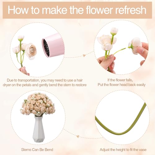 48 Pcs Ranunculus Artificial Flower (Champagne)