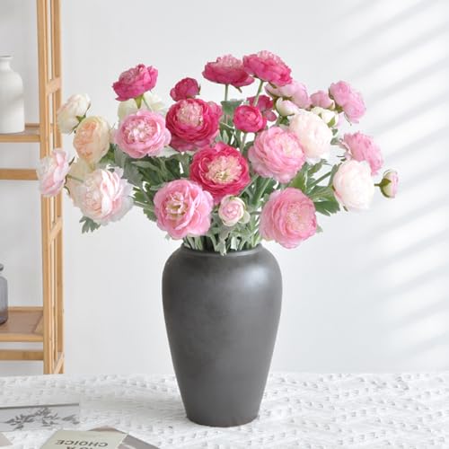 Artificial Flowers Silk Peony Pink Flowers Combo Rose Red Silk Flowers Bouquet 10Pcs 30Heads Fake Peonies for Faux Floral Arrangements Home Table Kitchen Wedding Party Farmhouse Decor (Multicolor(10pcs))
