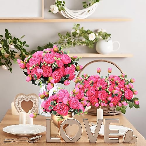 24 Bundles Artificial Peonies Flowers (Hot Pink)