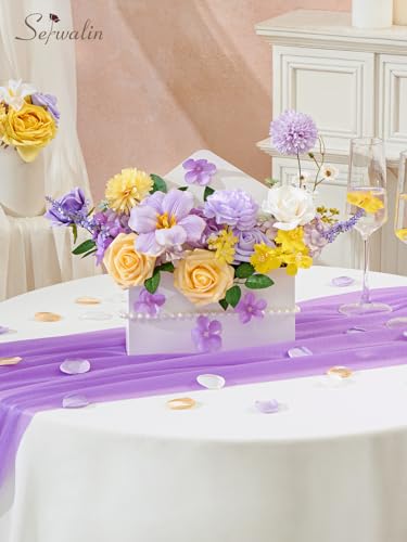 Yellow & Purple Artificial Flowers (Yellow & Purple / 1 Box)