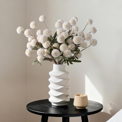 8 Pcs Fake Mums Kiku Flowers Artificial Bulk (8pcs-white)