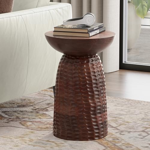 Boyd 16" Wide Solid Wood Round End Table in Warm Dark Brown (Warm Dark Brown / 16 inch)