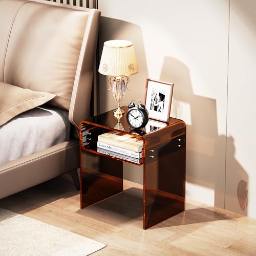 Clear Acrylic End Table 2 (Dark Brown)