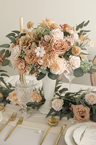 Artificial Flowers Combo Box Set Faux Flowers Bulk Flower Leaf with Stems for DIY Wedding Bouquets Centerpieces Baby Shower Party Home Decorations (Nude Color)