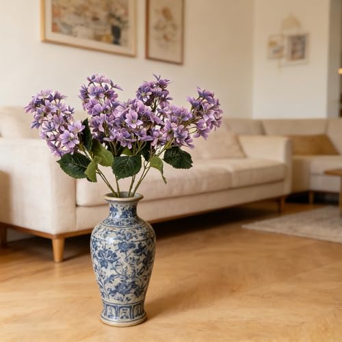 4PCS 29.2inch Lilac Artificial Flowers Purple Fake Delphinium Long Stem Silk Real Touch Flower Faux Lilac Floral Arrangement for Tall Vase Table Wedding Garden Home Decoration（Purple） (29.2inch Purple / 4 Pcs)