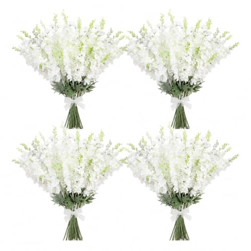36 Pcs White Delphinium Artificial Flower Bulk (34.25" / White)