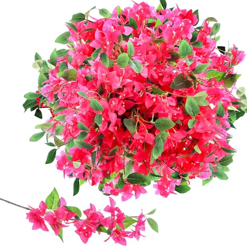 30 Pcs Fake Bougainvillea Bulk Silk Flower UV Resistant (Rose Red)