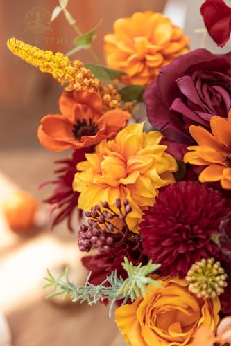Fall Artificial Flowers Combo (Burgundy & Burnt Orange)