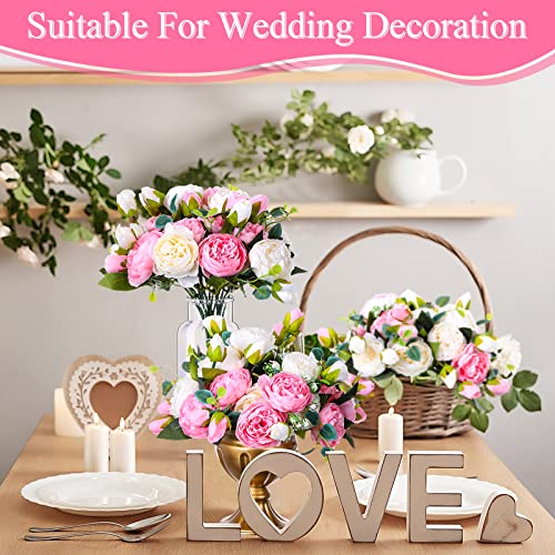 24 Bundles Artificial Peonies Flowers (Light Pink, White)