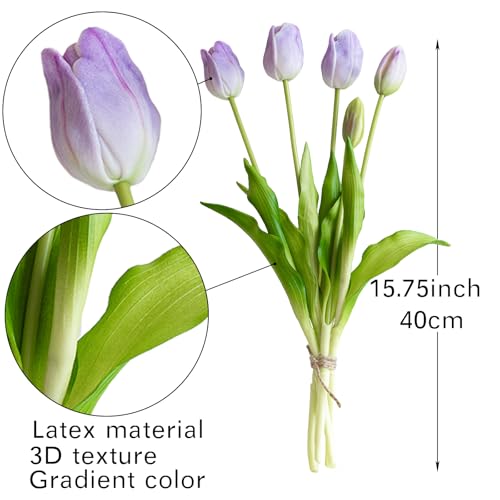 15pcs Artificial Tulips Flowers (15pcs Lavender (No Vase))