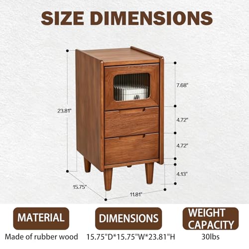 Mid Century Modern Nightstand (11.81”D×15.75”W×23.81”H)