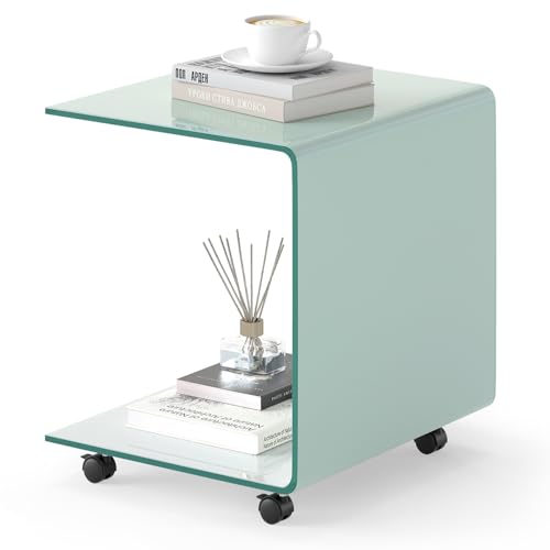Tempered Glass Side Table (White)