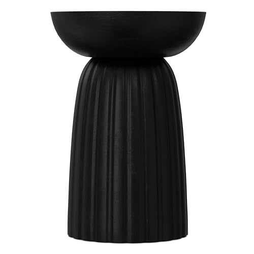 Boyd 13" Wide Solid Wood Round End Table in Black (Black / 13 inch)