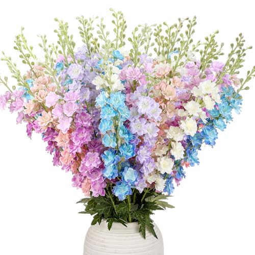 20 Delphinium Artificial Flowers 33.5" Long Stem (Mixed Color)