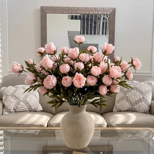 Faux Silk Peony Artificial Flowers Stem for Vase (Pink)