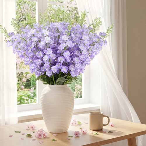 20 Delphinium Artificial Flowers 33.5" Long Stem (Purple)