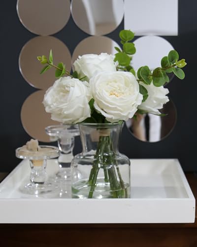 Artificial White Roses in Vase with Water (White Simulated Rose With Vase)