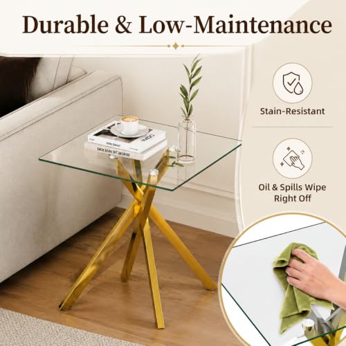 Glass Side Table Set of 2 (Gold)