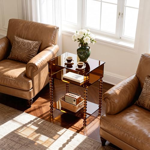 Acrylic Side Table (Dark Brown / Large)