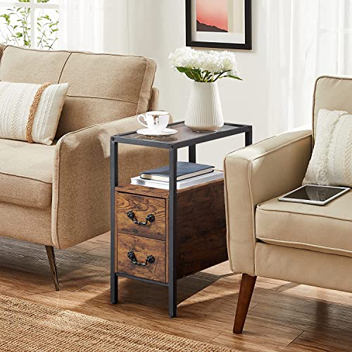 End Tables 24" Height Narrow Nightstands (Vintage Brown / Set of 2)