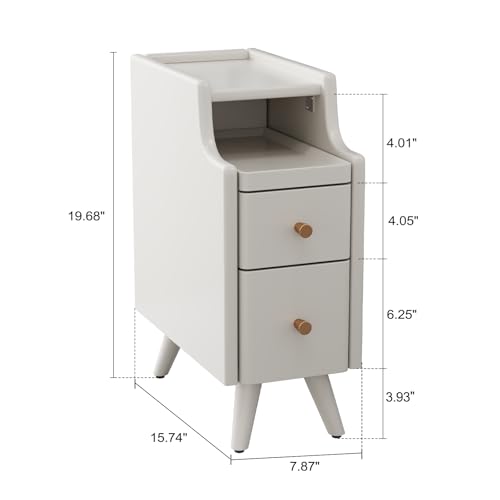 Small Nightstand with Drawers (1 Pc(white) / 15.74''D*7.87''W*19.68''H)