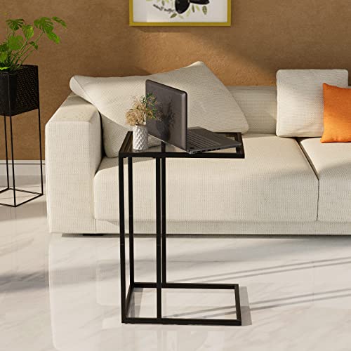 C Table Glass End Table (Black)