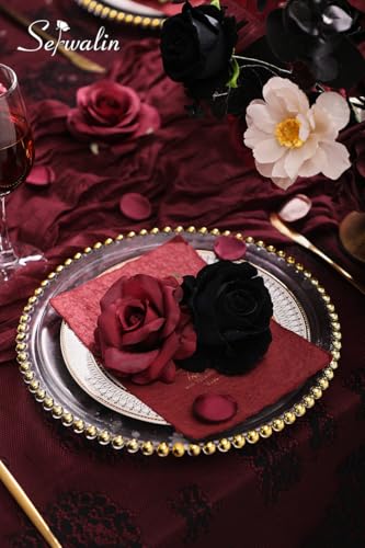 Burgundy Black Artificial Flowers (Black Red / 1 Box)