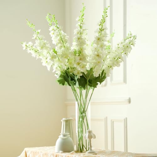 60 Pcs White Delphinium Artificial Flower Bulk (34.25" / White)