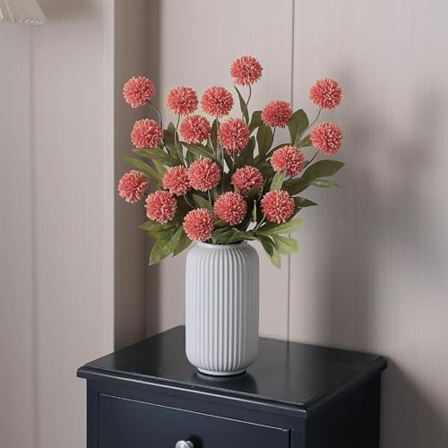 12 Pcs 27"Artificial Pompon Mum Silk Flower Stems for Vase (Dusty Pink)