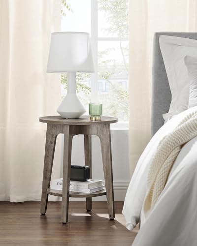 Round Side Table with Lower Shelf (Heather Greige / 1 pack)