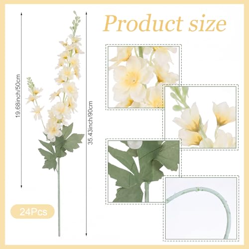 24 Pcs Champagne Delphinium Artificial Flower Bulk (34.25" / Champagne)