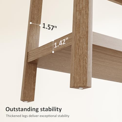 Rattan Side Table End Table Set of 2 with Geometric Edge (Natural Oak, Geometric Edges)
