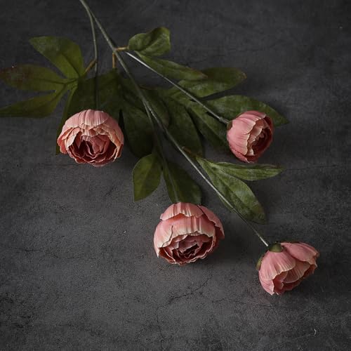 6 Pcs 27" Faux Silk Peony Artificial Flowers Stems for Vase (Dusty Pink)