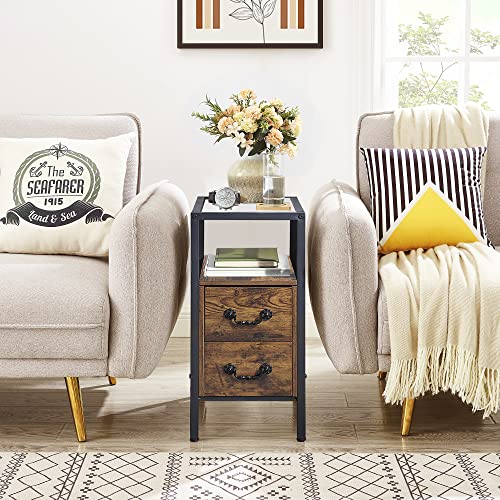 End Tables 24" Height Narrow Nightstands (Vintage Brown / Set of 2)