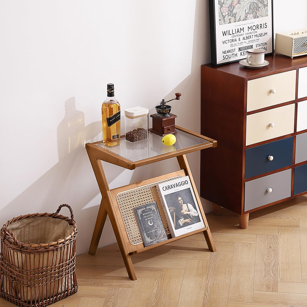 Brown Rattan Nightstand (Rattan-small-brown)