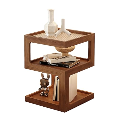 3 Tier Nightstand (Walnut Color / 13.78*13.78*21.16in)