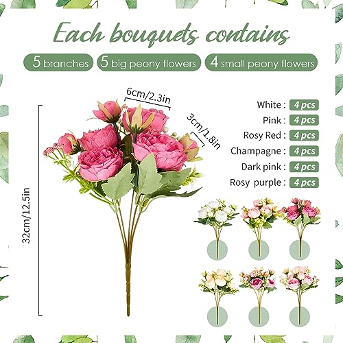 Artificial Peonies Flowers Bouquets (Colorful)