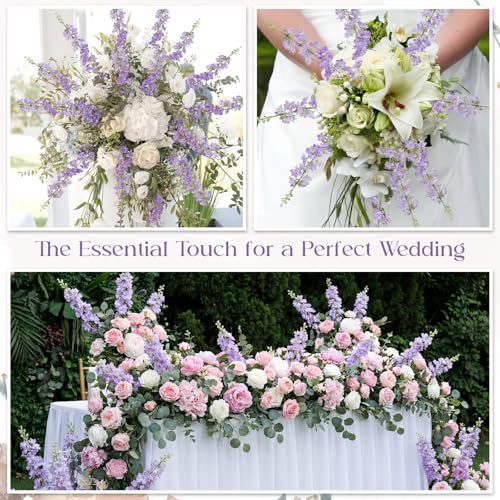 20 Delphinium Artificial Flowers 33.5" Long Stem (Purple)
