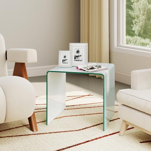 Tempered Glass Side Table (White)