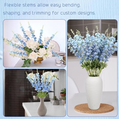 20 Delphinium Artificial Flowers 33.5" Long Stem (Blue)